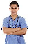 Stock image of male healthcare worker isolated on white background