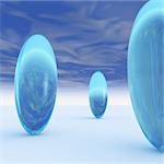 A horizon with a crystal oval monoliths background. Abstract concept to forecasting the future