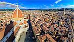 Panoramic view of Florence with Duomo and cupola taken from Campanila, Italy