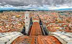 Panoramic view of Florence from cupola of Duomo cathedral, Italy