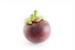 single mangosteen on white background