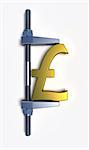 abstract pound sterlings golden sign with bolt construction