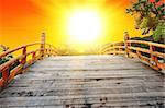 Japan is a land of a rising sun. Watching the sunrise from the Japanese bow bridge