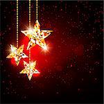 Sparkling  Christmas Polygon Star on Red Background