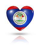 Love Belize symbol. 3D heart flag icon isolated on white with clipping path