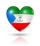 Love Equatorial Guinea symbol. 3D heart flag icon isolated on white with clipping path