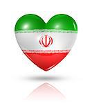 Love Iran symbol. 3D heart flag icon isolated on white with clipping path