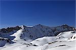 Snowy mountains and blue sky in morning. Turkey, Central Taurus Mountains, Aladaglar (Anti-Taurus), plateau Edigel (Yedi Goller)