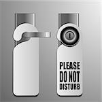 detailed illustration of do not disturb sheets with different door knobs used in hotels and motels