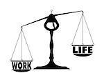 detailed illustration of an unbalanced work life balance