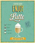 Vintage Latte Poster. Vector illustration.
