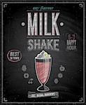 Vintage MilkShake Poster - Chalkboard. Vector illustration.