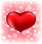 Illustration red heart, Valentine glowing background - vector