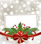 Illustration Christmas elegant card with holiday decoration - vector