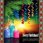 abstract celebration greeting with Christmas tree and candles