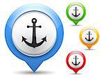Map marker with anchor icon, vector eps10 illustration