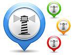 Map marker with icon of a lighthouse, vector eps10 illustration