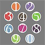 Set of circles with numbers, vector eps10 illustration