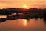 Setting sun over the Penrith Lakes, Australia, which is also the place for Sydney International Regatta Centre, Muru Mittigar Aboriginal Cultural Centre, and Penrith Whitewater Stadium