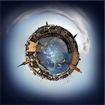 Stockholm old town skyline, 360 degree miniplanet (Elements of this image furnished by NASA)
