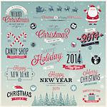 Christmas set - labels, emblems and other decorative elements. Vector illustration.