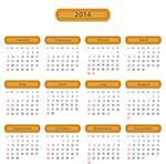 Calendar for 2014 year in English with leather stickers. Vector illustration