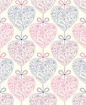 Vector illustration of seamless pattern with abstract  hearts