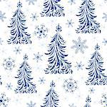 Vector illustration of seamless pattern with abstract christmas trees