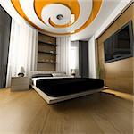 Bedroom in contemporary style 3d rendering