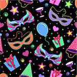 Vector illustration of seamless pattern with different elements of party