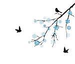 vector snow branch with birds