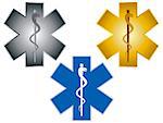 Star of Life Rod of Asclepius Medical Symbol For Ambulance Isolated on White Background Illustration