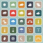 Weather flat icons on blue background, stock vector