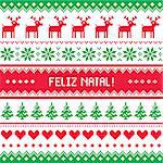 Winter red and green background for celebrating xmas in  Portuguese - nordic kntting style