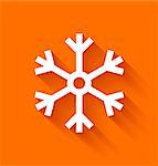 Abstract snowflake in flat style on orange background. Vector illustration