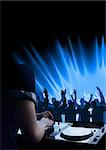 DJ Dance Party Background - Light Show and Dancing Crowd, Vector