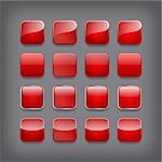Set of blank red buttons for you design or app.