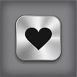 Heart icon - vector metal app button