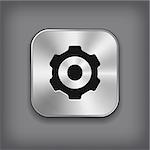 Gear icon - vector metal app button