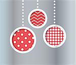 Red Christmas textured baubles. Vector illustration