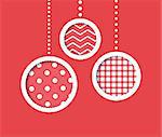 Christmas background with red textured baubles. Vector illustration