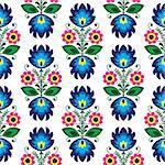 Repetitive colorful reto background - polish folk art pattern