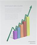 Abstract Infographic Illustration of  growth green arrow over bar chart.    This eps10 vector image file use transparency and blending effects to render effects.