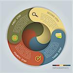 Abstract Infographic Illustration of circular banners, four steps or options.  This eps10 vector image use transparency and blending for effects.