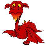 Red Dragon - Colored Cartoon Illustration, Vector