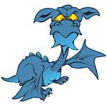 Blue Dragon - Colored Cartoon Illustration, Vector