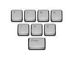 Phrase Find Job on keyboard and enter key. Vector concept illustration.