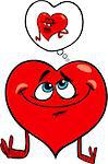 Cartoon Illustration of Happy Heart in Love on Valentine Day