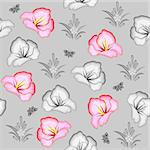 Illustration of seamless abstract floral background with butterflies