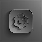 Gear icon - vector black app button with shadow